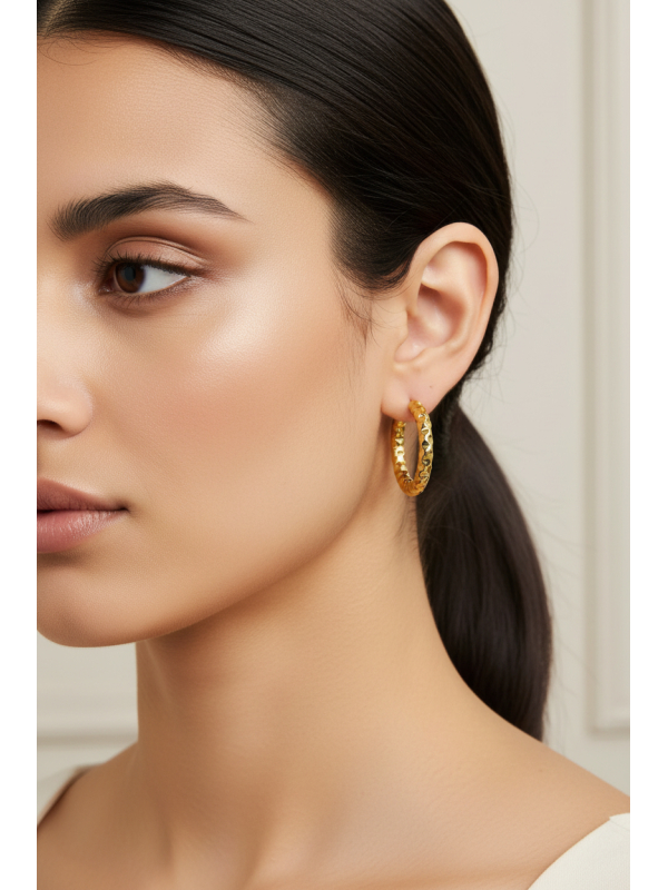 Diamond Cut Stainless Steel Huggie Hoops